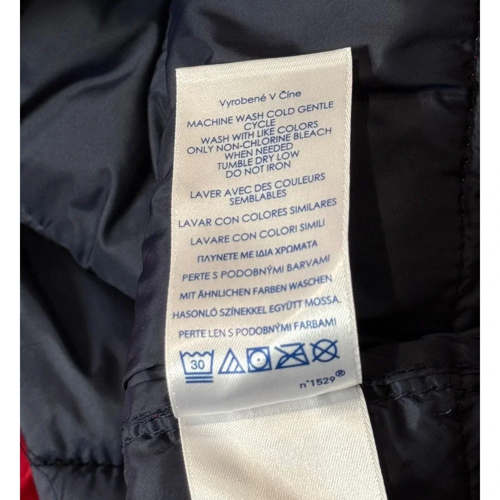 Chaps Mens Red Quilted Puffer Jacket Full Zip Stand Collar Size Large